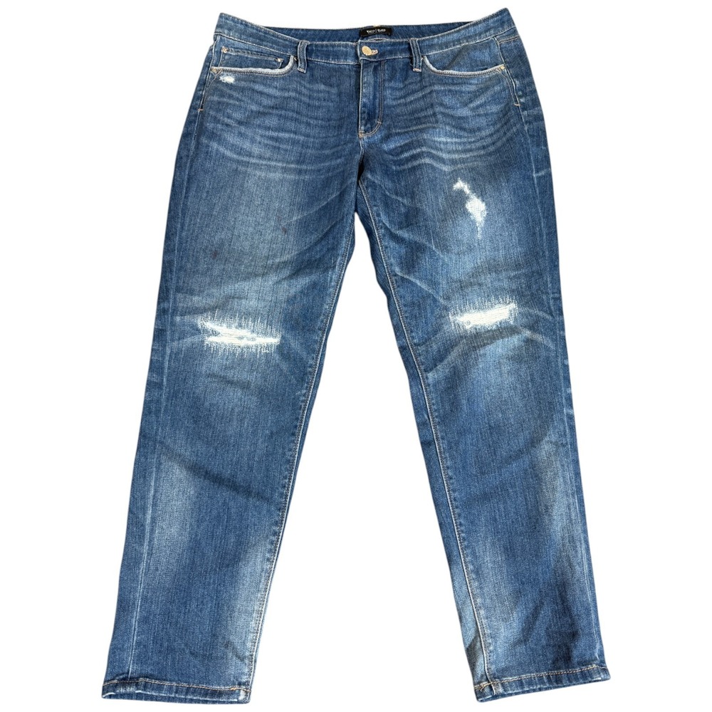 White House Black Market Jeans Women's 36x28 Blue Straight Distressed Western